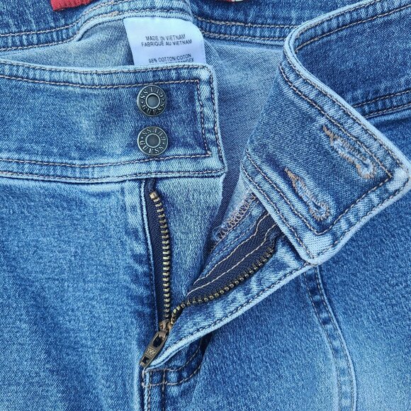 GUESS Pinstripe Light Fade Wash Flare Blue Jeans - Size 28 - Picture 5 of 9